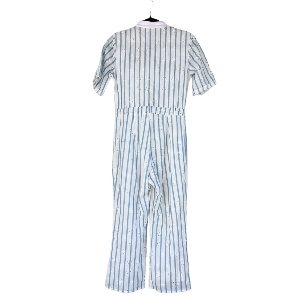 For Love & Lemons Hermosa Eyelet Jumpsuit Blue stripe Women's Size‎ small - Picture 3 of 12